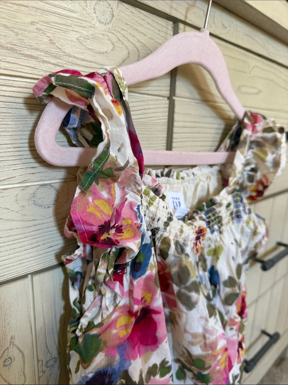 GAP Floral Ruffle Sundress - White with Pink & Blue Flowers- Never Worn